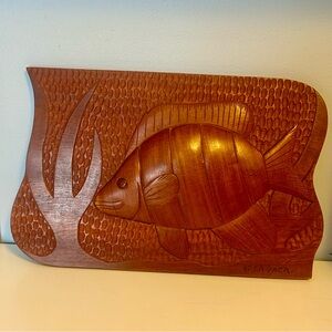 Vintage Hand-Carved Wooden Fish Wall Art
Signed Folk Plaque
